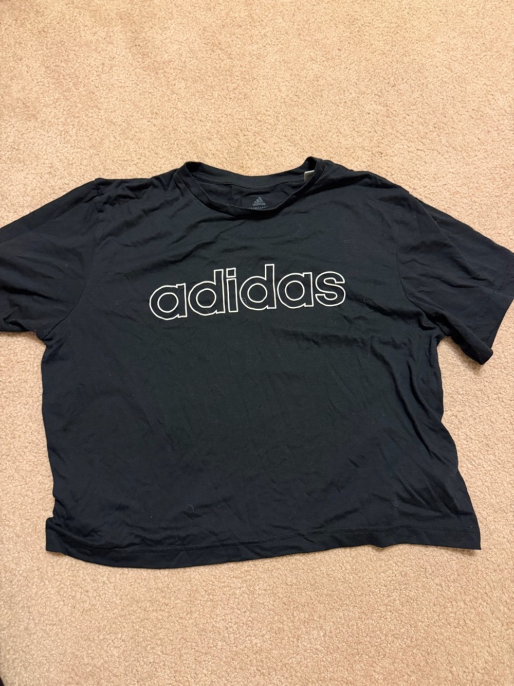 adidas Black Tee with White Outline Logo